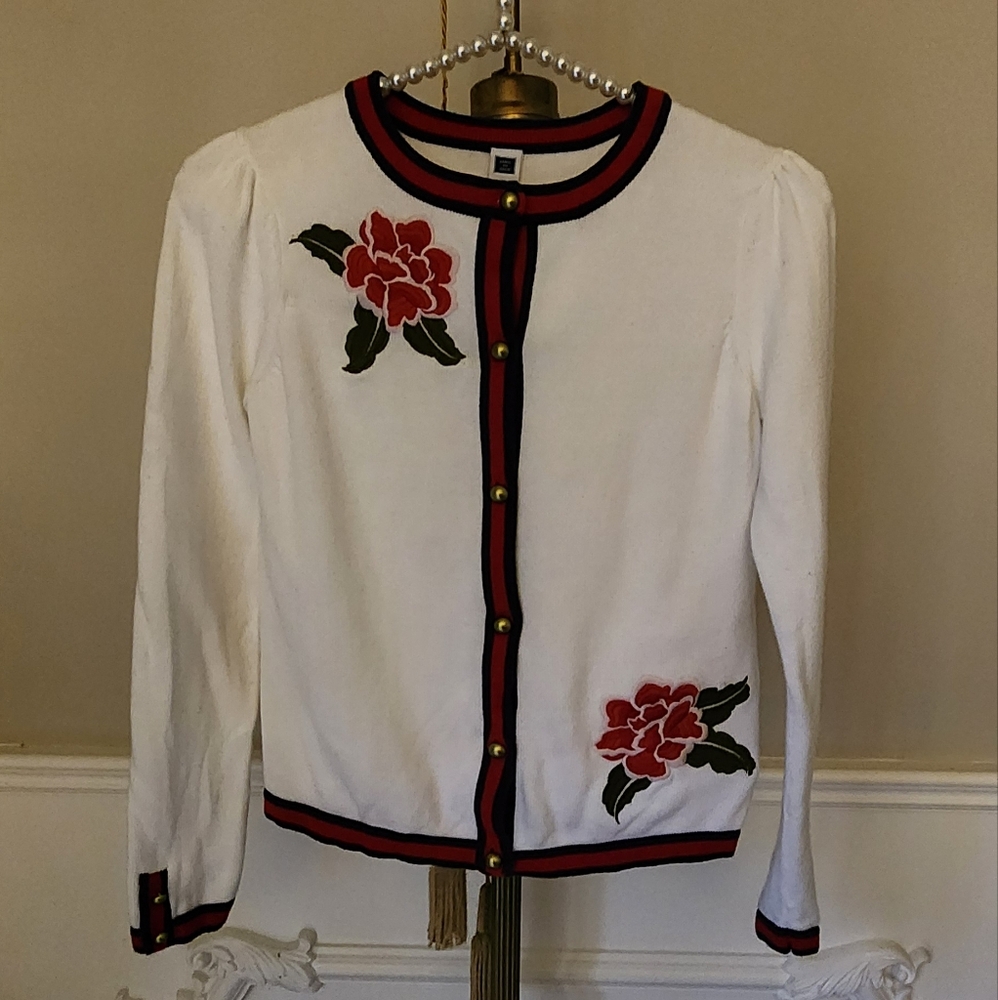 Girls Janie and Jack Floral Embroidered Cardigan